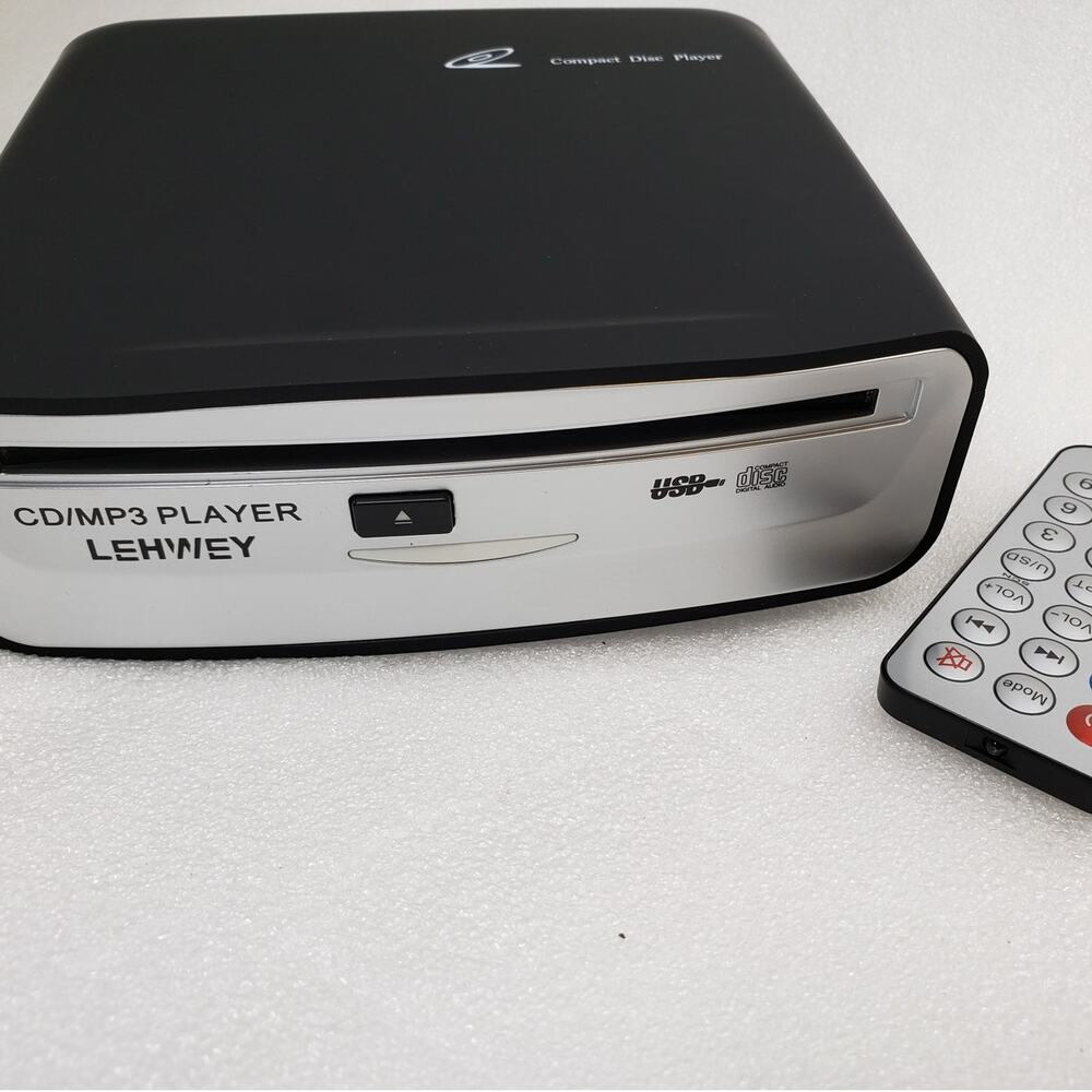 LEHWEY Compact CD/MP3 Player with Remote Control (Black & Silver)